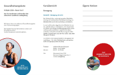 Vorderseite eines Flyers zum aktuellen Kursangebot im Frühjahr