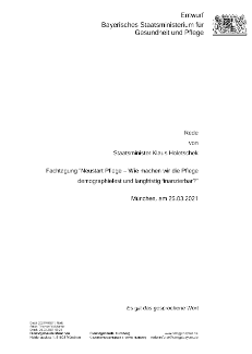 Rede des Bayerischen Staatsministers für Gesundheit und Pflege Klaus Holetschek, MdL