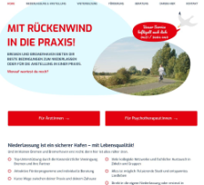 Screenshot der Webseite www.praxisstart-bremen.de