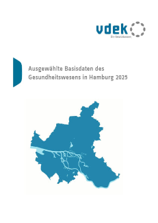 Cover der Broschüre Ausgewählte Basisdaten des Gesundheitswesens in Hamburg 2025