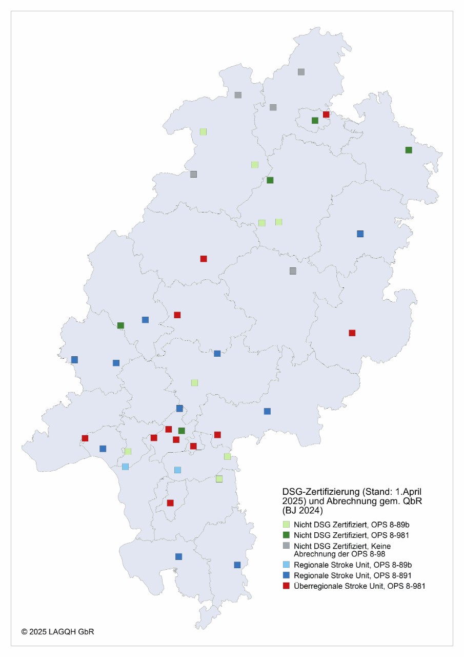 Karte der Stroke Units in Hessen