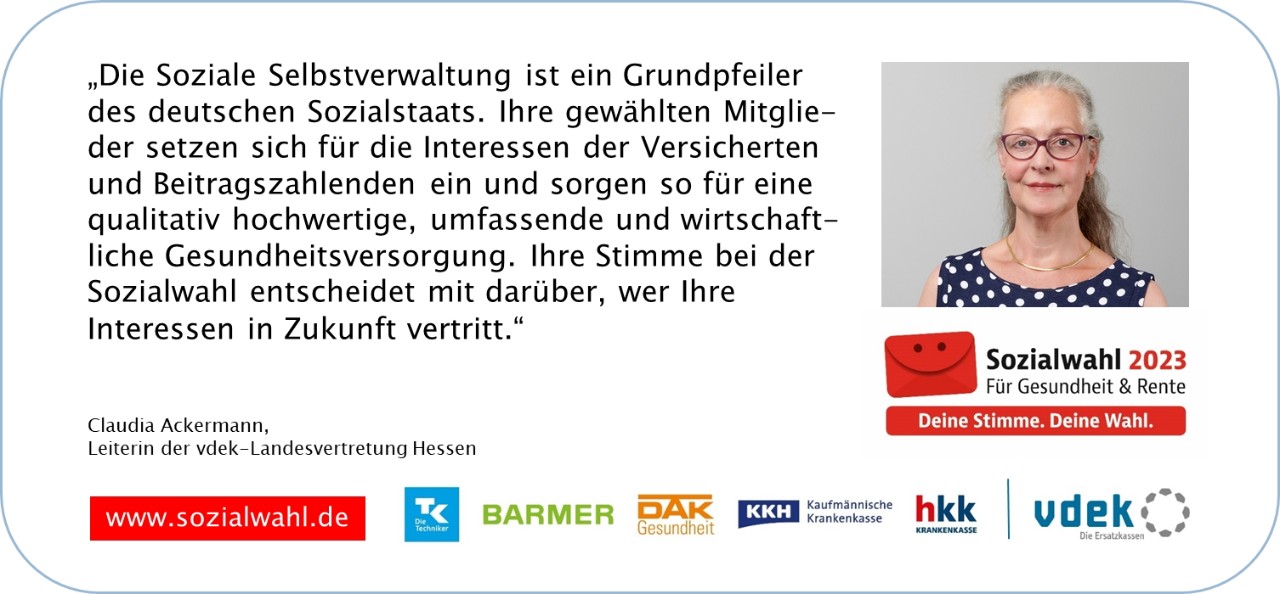 Sozialwahl 2023 - Statement von Claudia Ackermann, Leiterin der vdek-Landesvertretung Hessen 