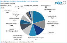 vdek Basisdaten Rheinland-Pfalz 2024 - Beschaeftigte im Gesundheitswesen nach Bereichen