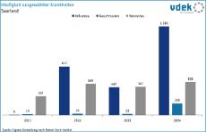 vdek-Basisdaten Saarland 2025 - Haeufigkeit ausgewaehlte Krankenheiten