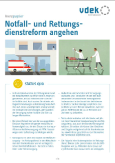 Cover kurzpapier Notfall- und Rettungsdienstreform angehen