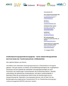 Deckblatt Schreiben Transformationsfonds RLP
