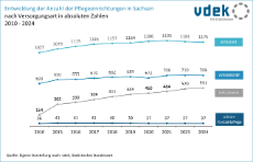 vdek-Basisdaten LVSAC Sachsen Entwicklung Anzahl Pflegeeinrichtungen Versorgungsart