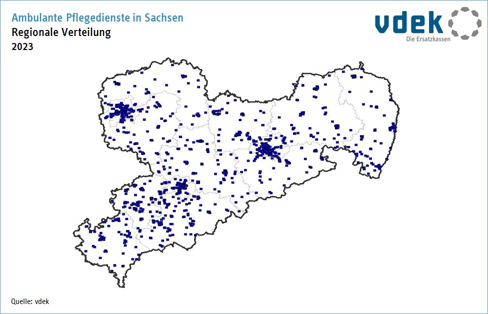 Basisdaten Sachsen Pflegedienste ambulant regionale Verteilung
