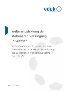 Deckblatt Stellungnahme Ersatzkassen SächsKHG Krankenhausgesetz Sachsen