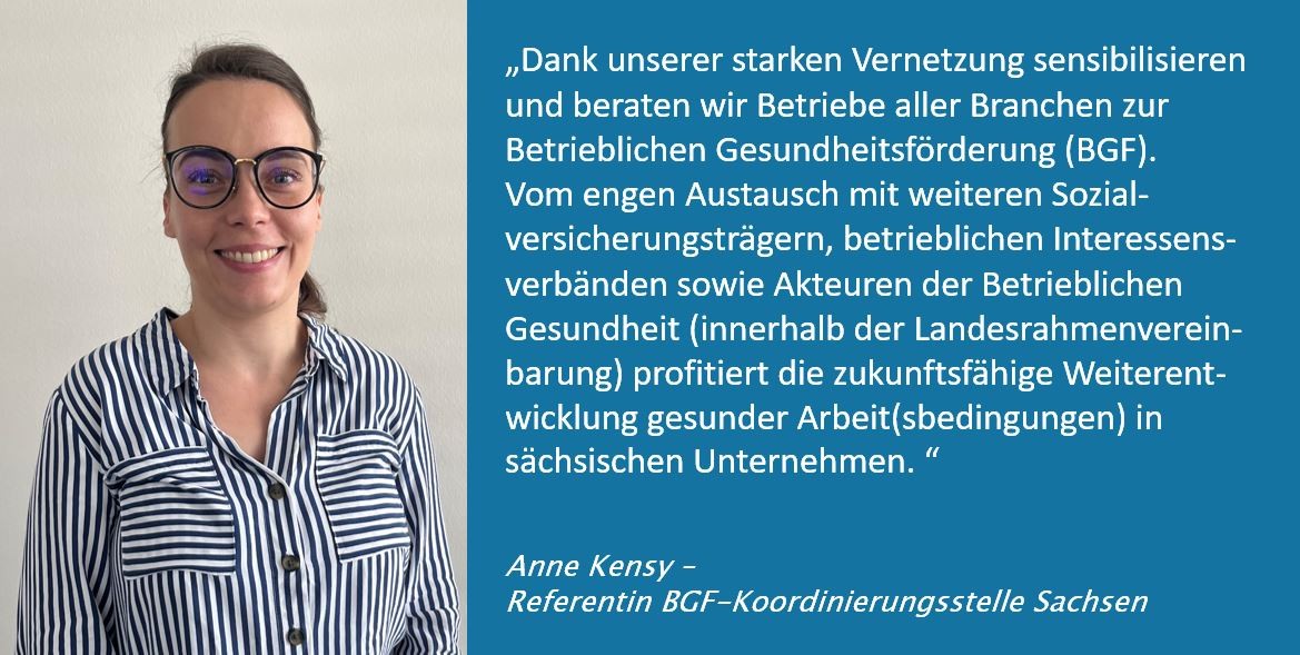 Betriebliche Gesundheitsf&ouml;rderung BGF-Koordinierungsstelle Sachsen Anne Kensy