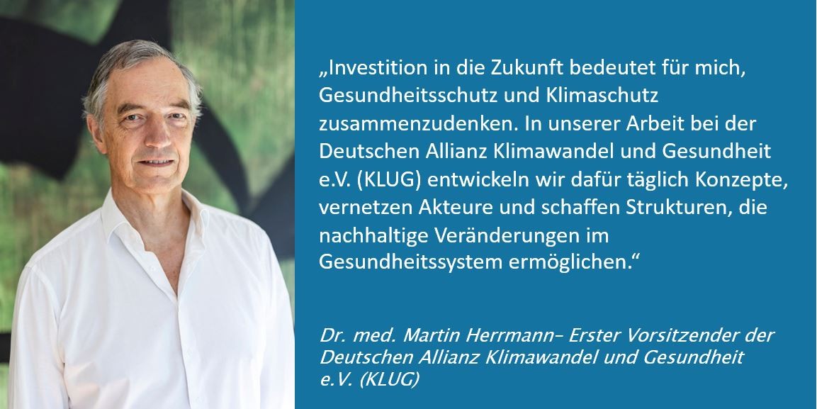 Kachel statement dr. Martin Herrmann KLUG Jubil&auml;um Pr&auml;ventionsgesetz Investition in die Zukunft Klimawandel und Gesundheit