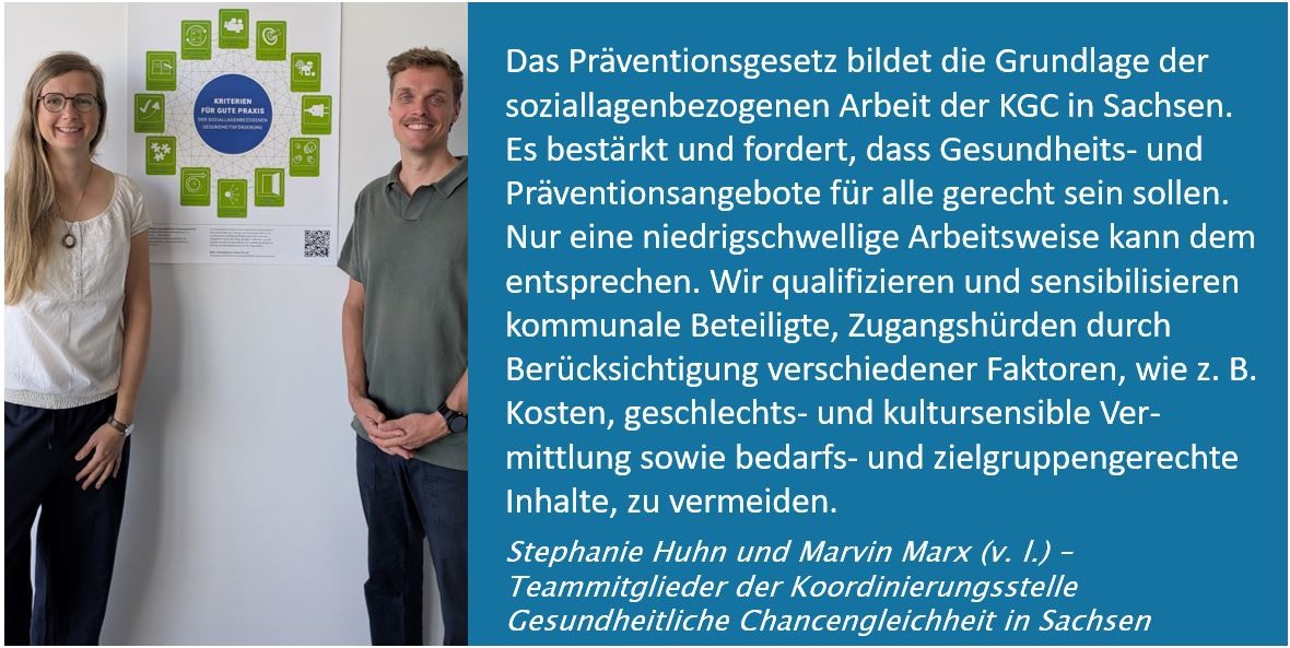 Statement KGC Koordinierungsstelle Gesundheitliche Chancengleichheit in Sachsen 10 Jahre Pr&auml;ventionsgesetz Niedrigschwelligkeit Jubil&auml;umsformat