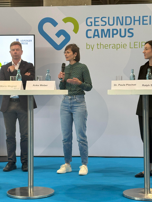 vdek therapie Leipzig Messe Anke Weber Gesundheitsförderung Prävention Referentin, Dr. Paula Piechotta Grüne MdB, Ralph Scholz, Präsident des Deutschen Industrieverbandes für Fitness und Gesundheit, Nna Schaller, Deutsches Zentrum für Herz- und Kreislaufforschung, TU München, Mario Wagner Gesundheitssportverein Leipzig, Vertreter der IG Rehasport
