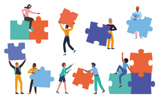 Puzzleteile Menschen bunt