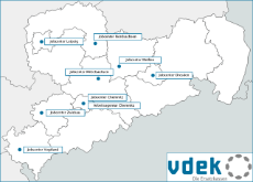 Übersicht über die Standorte der teilnehmenden Einrichtungen im Programm teamwork in Sachsen