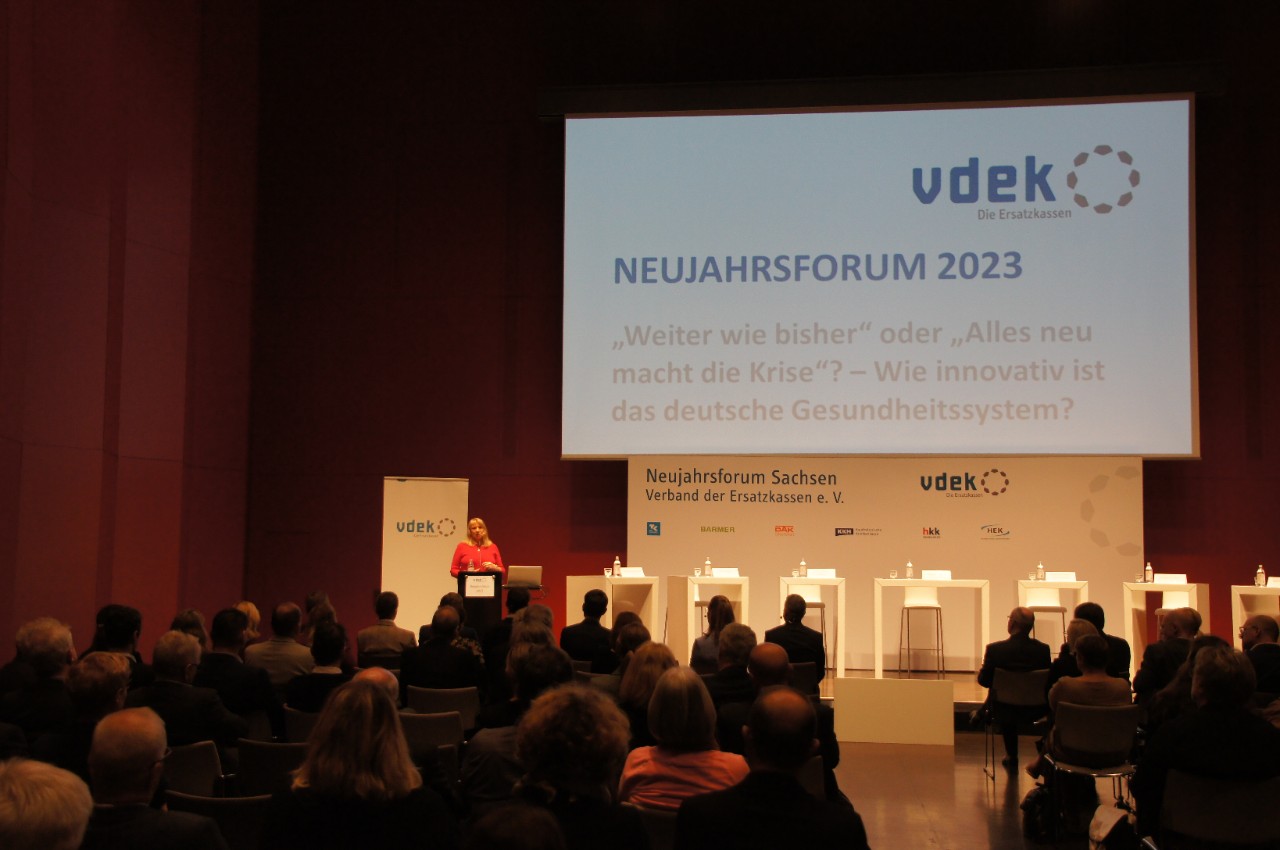 vdek-Neujahrsforum 2023 Dresden Landesvertretung Sachsen Gru&szlig;wort Staatsministerin Petra K&ouml;pping