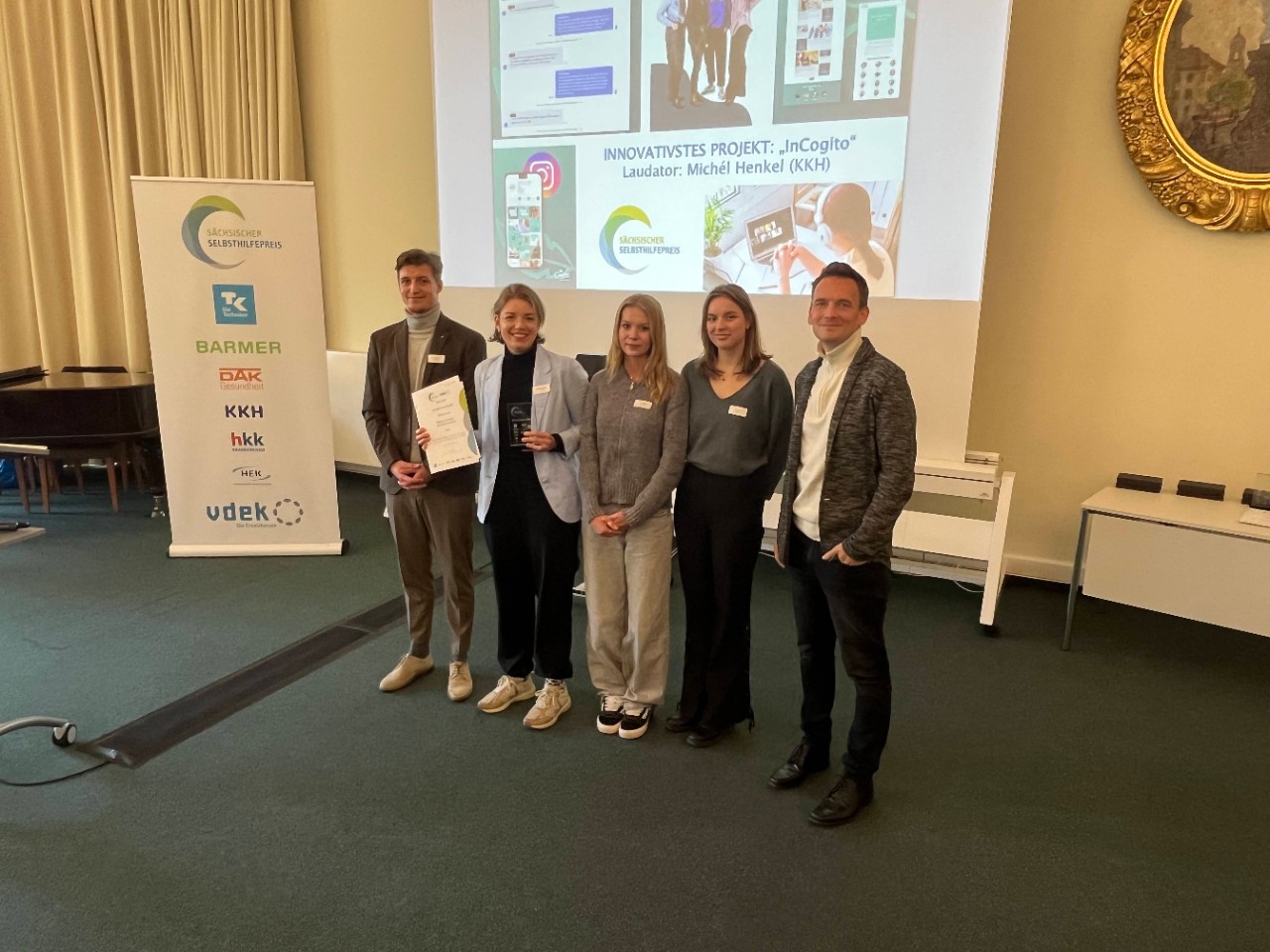 S&auml;chsischer Selbsthilfepreis der Ersatzkassen 2024 Preistr&auml;ger InCogito Innovativstes Projekt Mich&eacute;l Henkel KKH