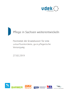 Deckblatt für Positionspapier Pflege der Ersatzkassen von der vdek-Landesvertretung Sachsen Deckblatt für Positionspapier Pflege der Ersatzkassen von der vdek-Landesvertretung Sachsen