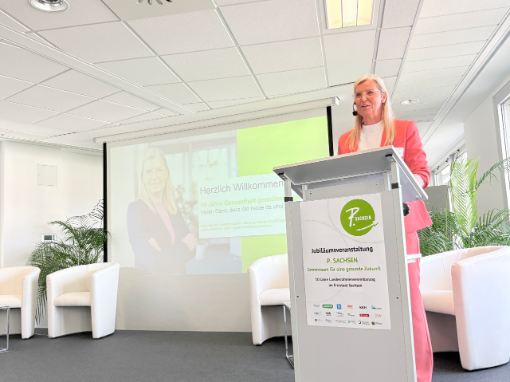 Silke Heinke in ihrer Begrüßungsrede zur Jubiläumsveranstaltung 10 Jahre Prävention in Sachsen