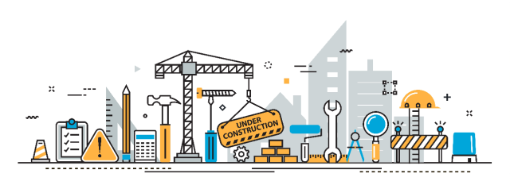 Under construction building process header banner for landing page website