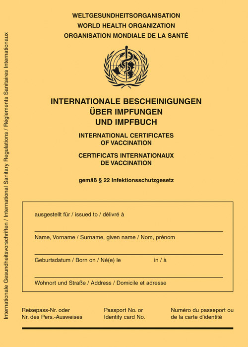 Cover Internationale Bescheinigung über Impfungen und Impfbuch Cover Internationale Bescheinigung über Impfungen und Impfbuch