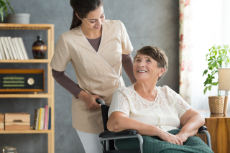 Caregiver in retirement home