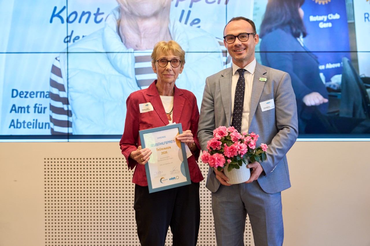 Hannelore Kattler, SHG Menschen ohne Magen, mit Robert B&uuml;ssow, BARMER