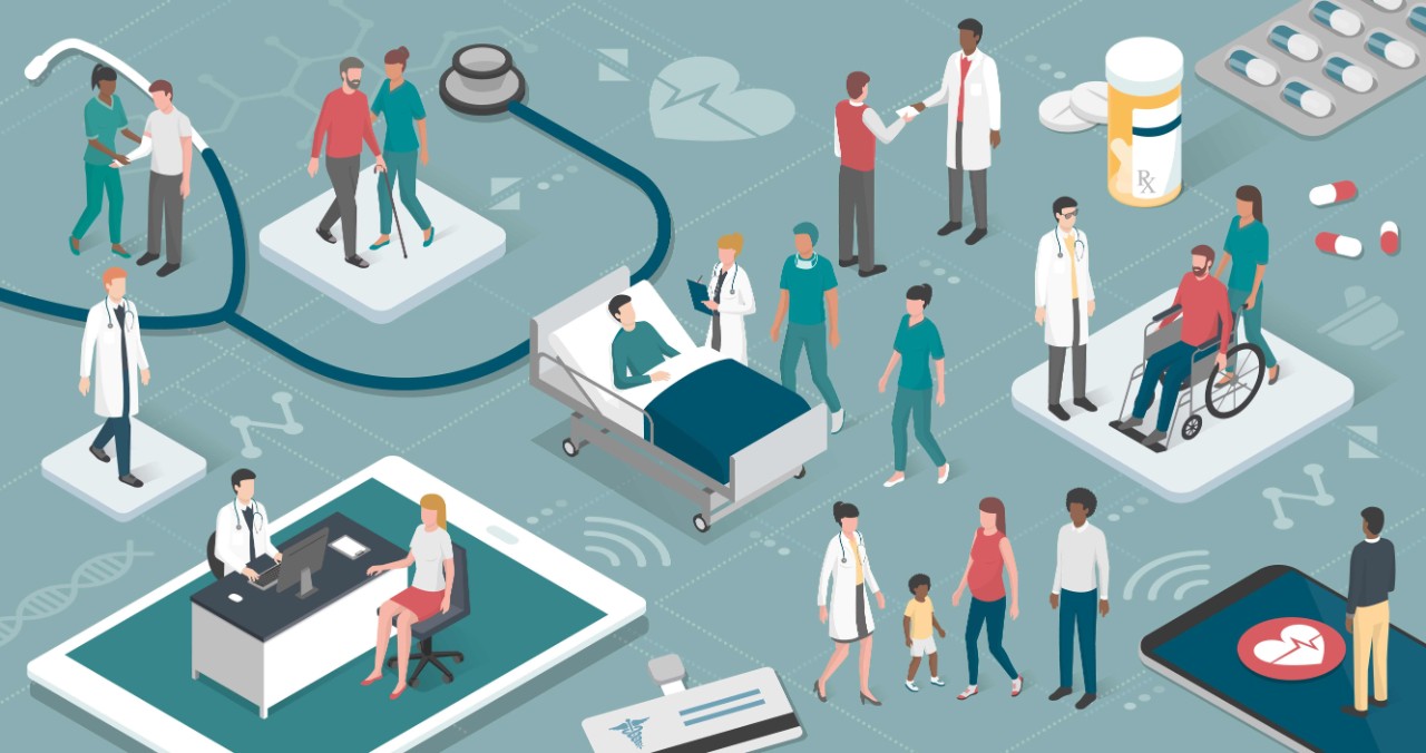 Virtuelle Darstellung von Situationen im Krankenhaus, neu