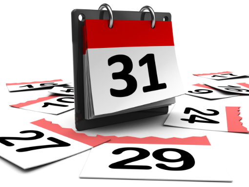 Ein Abreißkalender zusammen mit abgerissenen Tagen Ein Abreißkalender zusammen mit abgerissenen Tagen