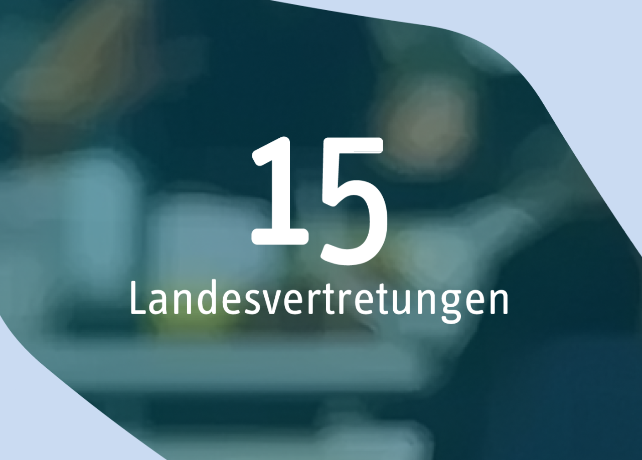 Fakten-Kachel mit dem Text: „15 Landesvertretungen“