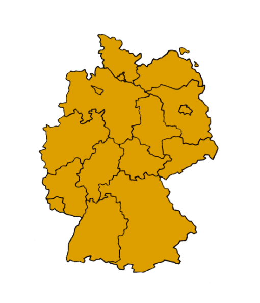 Illustration: Deutschlandkarte mit Umrissen der Bundesländer