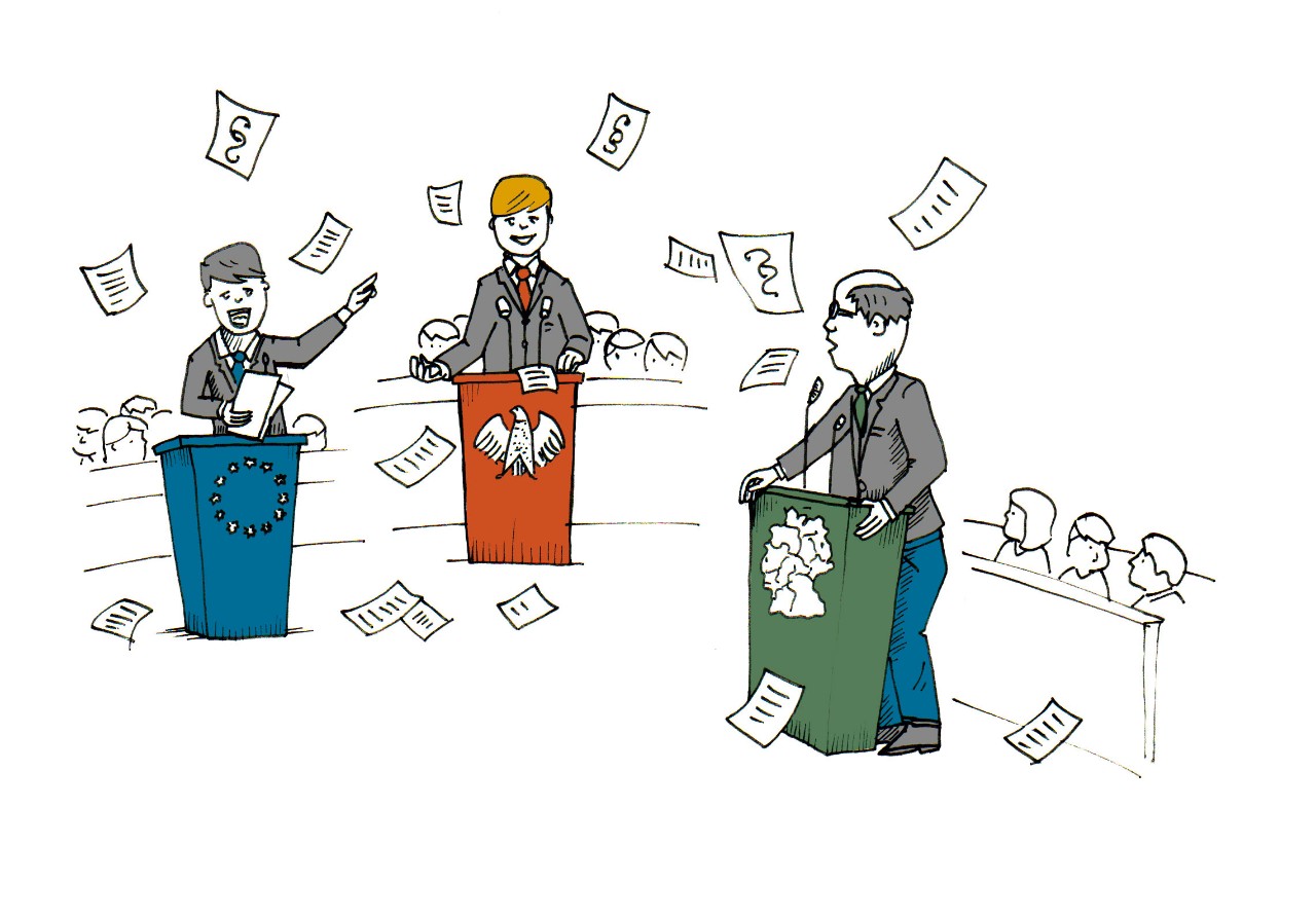 Illustration: Diskutierende Politiker Illustration: Diskutierende Politiker