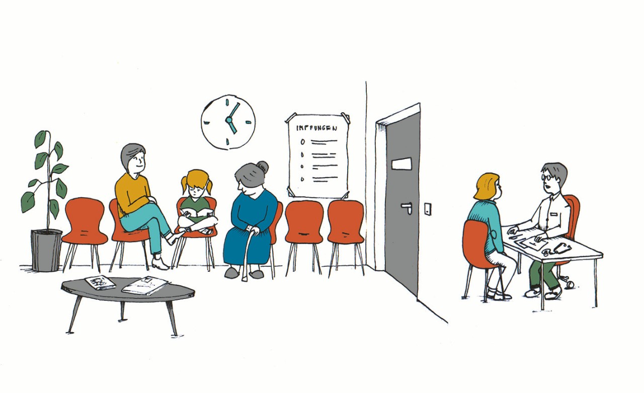 Illustration: Warte- und Sprechzimmer beim Arzt Illustration: Warte- und Sprechzimmer beim Arzt