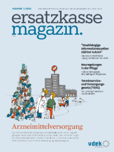 Titelblatt ersatzkasse magazin. 1.2019 thema arzneimittelversorgung