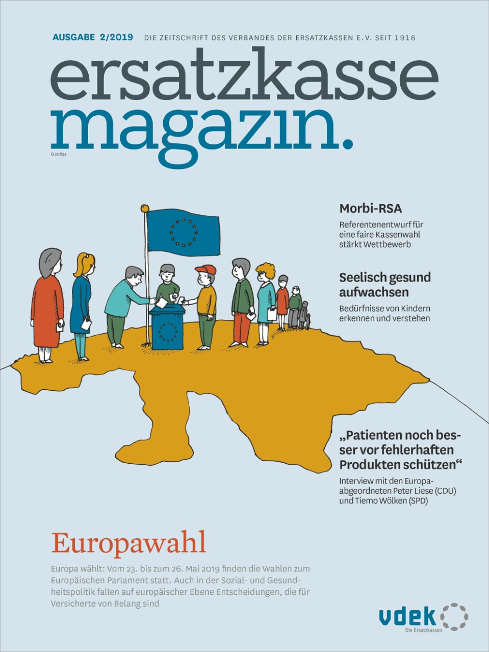 Titelblatt ersatzkasse magazin, Thema Europawahl, Ausgabe 2.2019 Titelblatt ersatzkasse magazin, Thema Europawahl, Ausgabe 2.2019