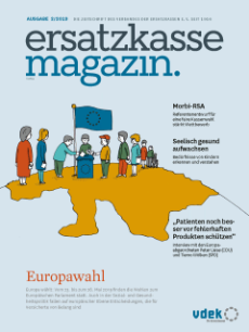 Titelblatt ersatzkasse magazin, Thema Europawahl, Ausgabe 2.2019 Titelblatt ersatzkasse magazin, Thema Europawahl, Ausgabe 2.2019