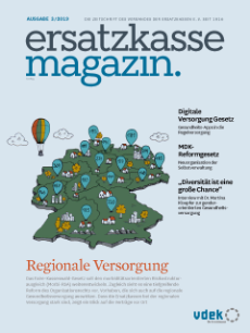 Titelblatt ersatzkasse magazin 3.2019 Titelthema Regionale Versorgung Abbildung Deutschlandkarte Titelblatt ersatzkasse magazin 3.2019 Titelthema Regionale Versorgung Abbildung Deutschlandkarte