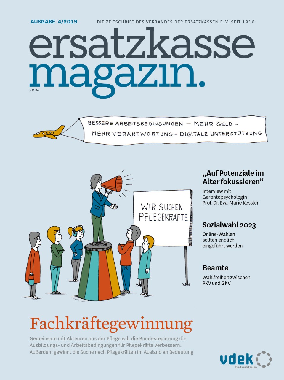 Titelblatt ersatzkasse magazin 4.2019 Titelthema Fachkräftegewinnung