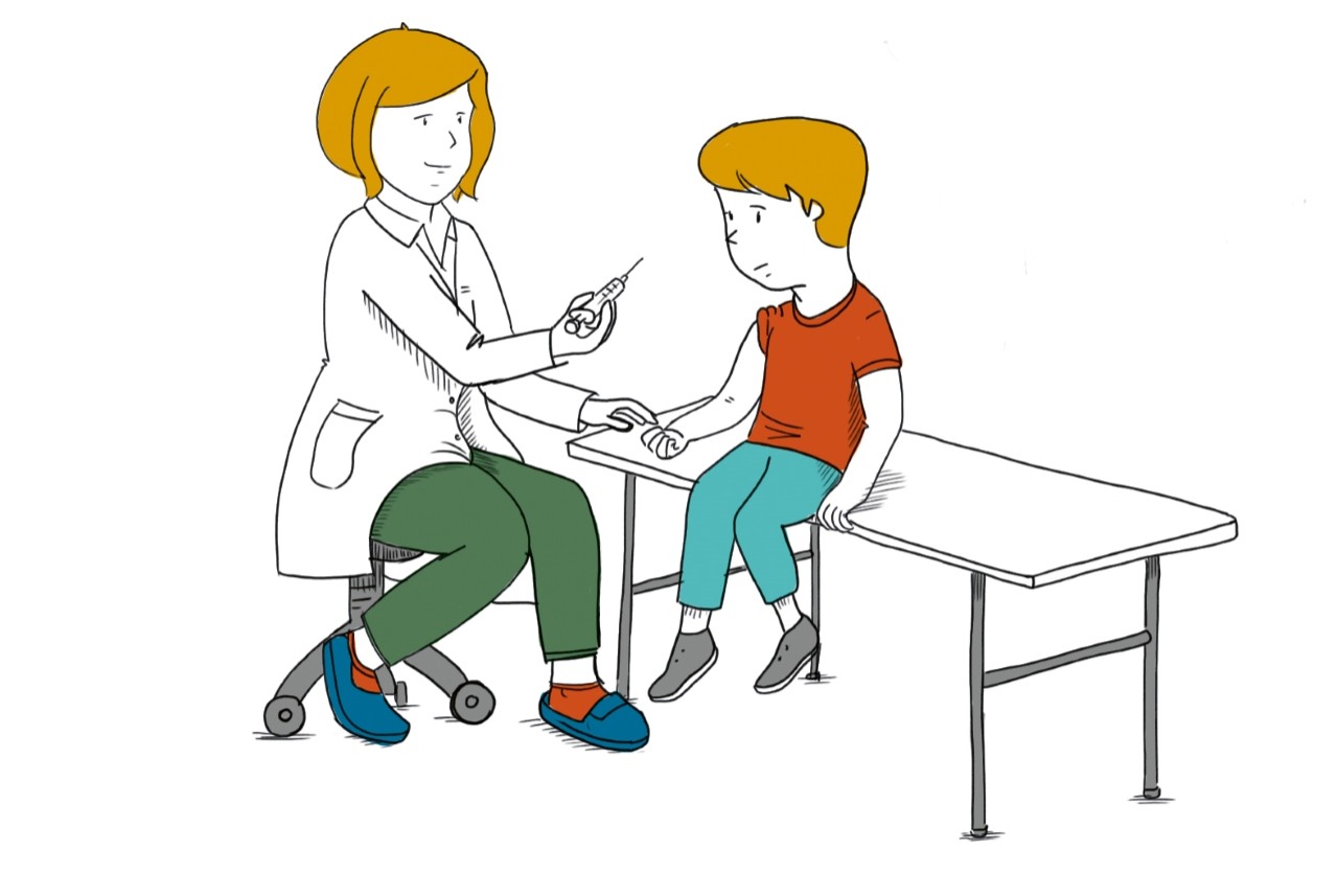 Illustration: Ärztin verabreicht einem Kind eine Spritze