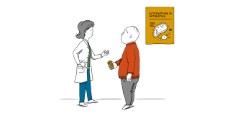 Illustration: Ärztin berät Patienten zu Antibiotika-Alternativen