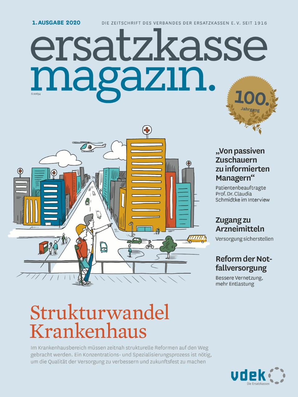 Titelblatt ersatzkasse magazin. 1/2020 Titelthema Strukturwandel Krankenhaus