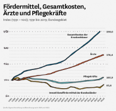 Grafik: Fördermittel, Gesamtkosten, Ärzte und Pflegekräfte