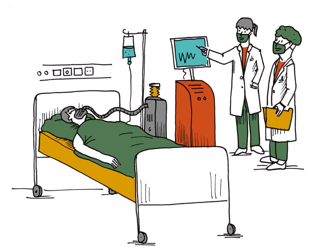 Illustration: Komplexe Behandlung im Krankenhaus
