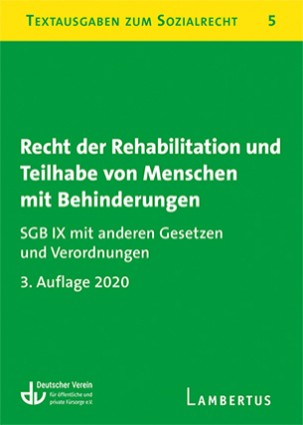 Buchcover: Recht der Rehabilitation und Teilhabe von Meschen mit Behinderungen Buchcover: Recht der Rehabilitation und Teilhabe von Meschen mit Behinderungen