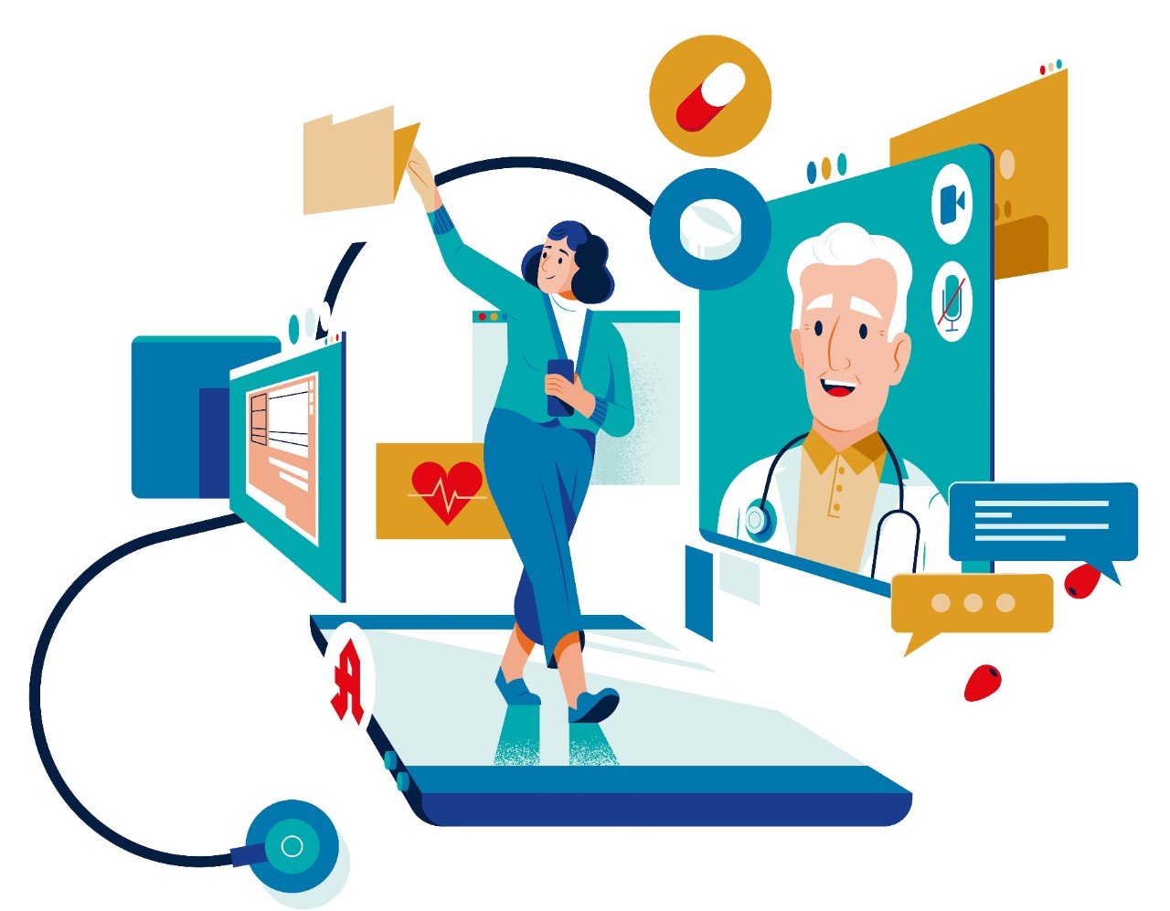 Illustration: Digitalisierung im Gesundheitswesen