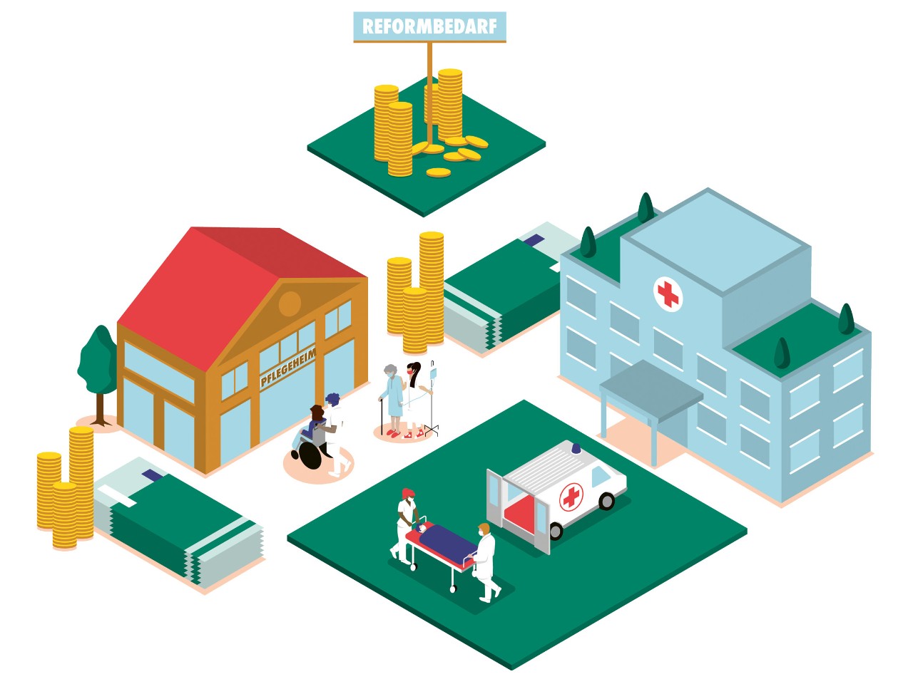 Illustration: Reformbedarf in Gesundheitspolitik Illustration: Reformbedarf in Gesundheitspolitik