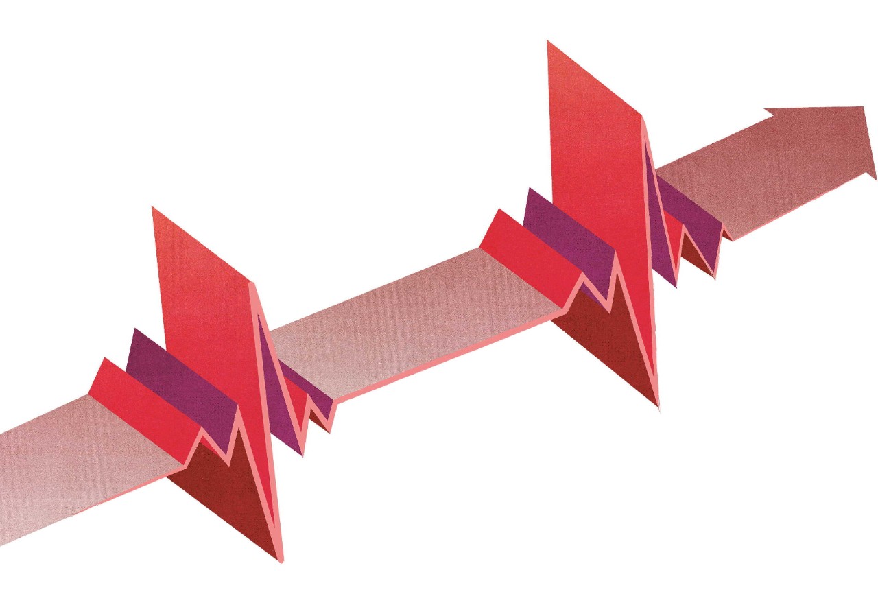 Illustration: Zeitstrahl in Form eines EKG Illustration: Zeitstrahl in Form eines EKG