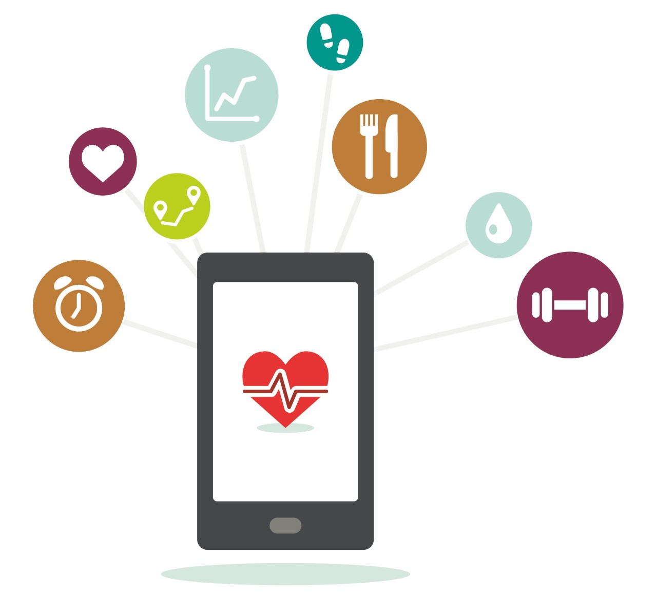 Illustration: Handy mit verschiedenen Apps Illustration: Handy mit verschiedenen Apps
