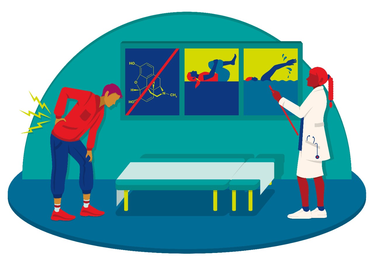 Illustration: Sport statt Opioideinnahme Illustration: Sport statt Opioideinnahme