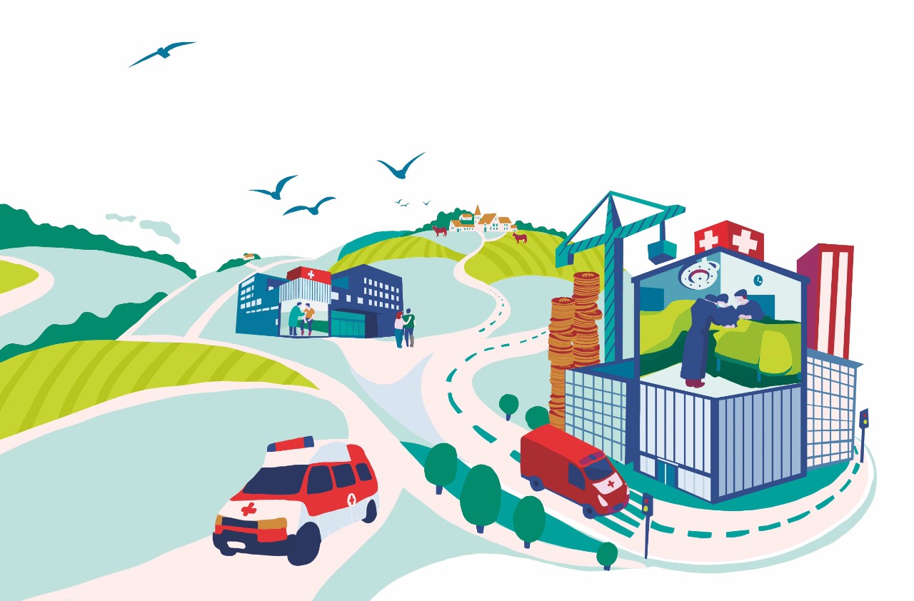 Illustration: Quo vadis, Krankenhausreform? Illustration: Quo vadis, Krankenhausreform?